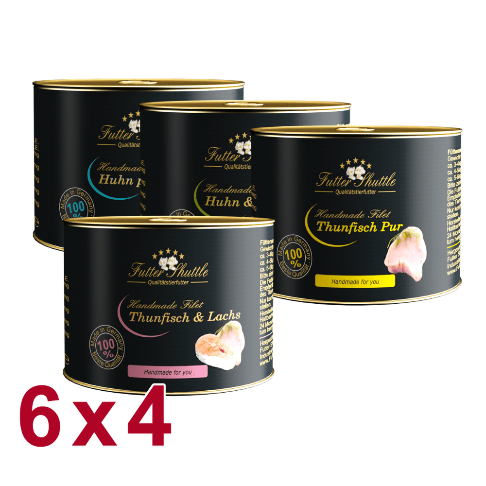 Handmade Katzenfutter nass – 24 × Filet Manufaktur Sparpaket