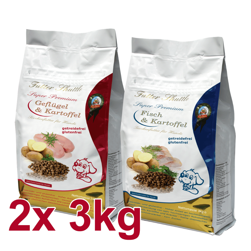 Getreidefreies Hunde Trockenfutter XL Sparpaket – Geflügel & Fisch mit Kartoffel – 2 × 3 kg