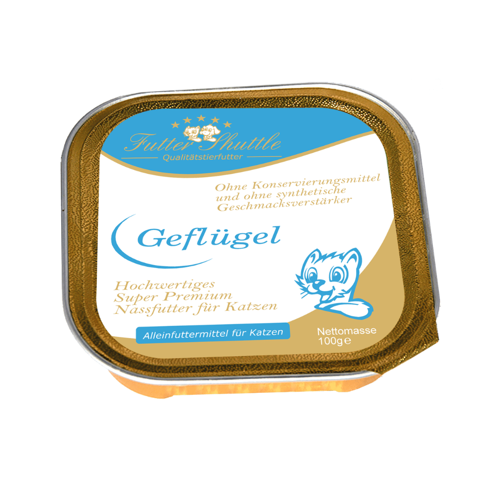 Hochwertiges Katzen Nassfutter | Geflügel 100g Schale. Hochwertiges Katzen Nassfutter von Futter Shuttle