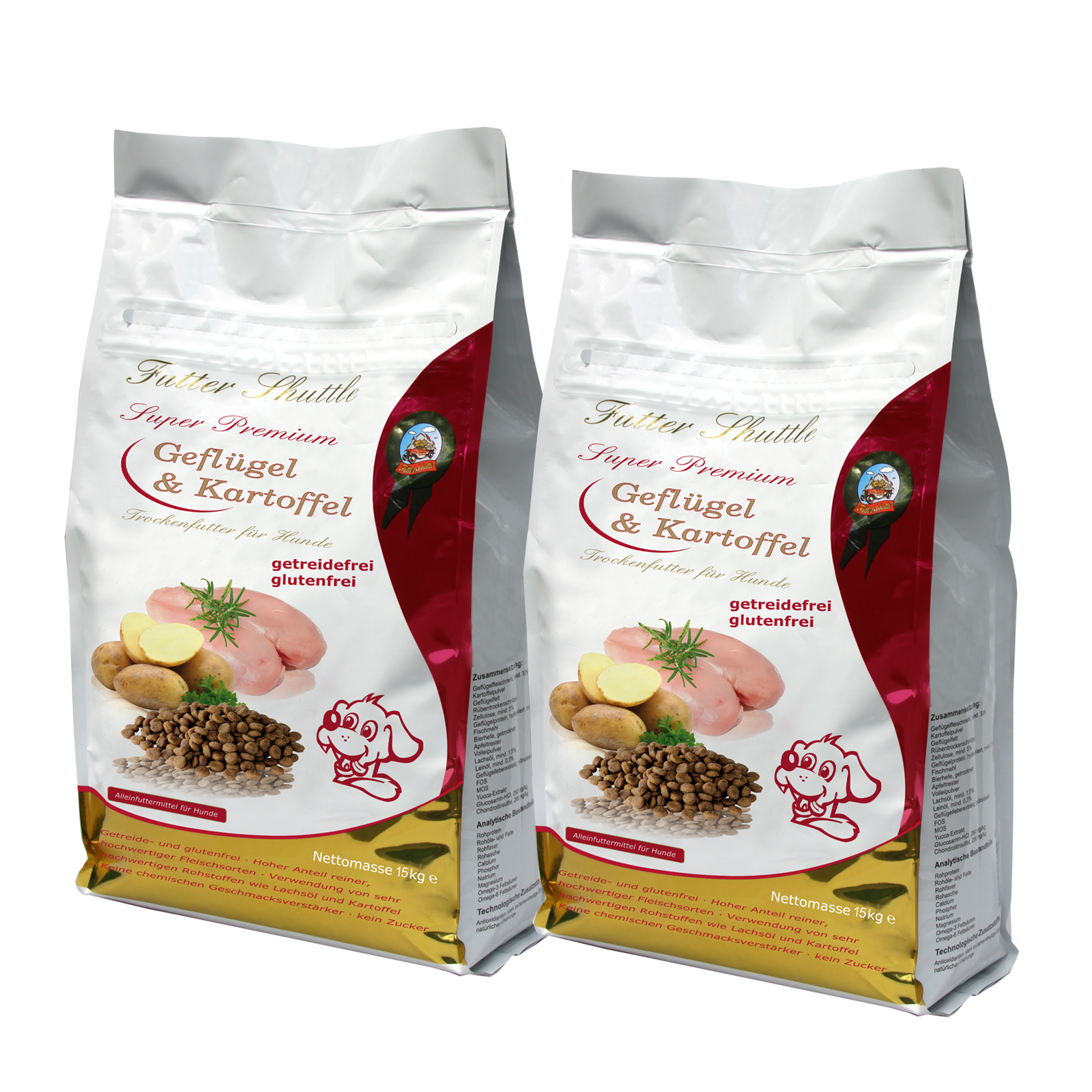Getreidefreies Hunde Trockenfutter Sparpaket 2 x 15 kg – Geflügel & Kartoffel Monoprotein