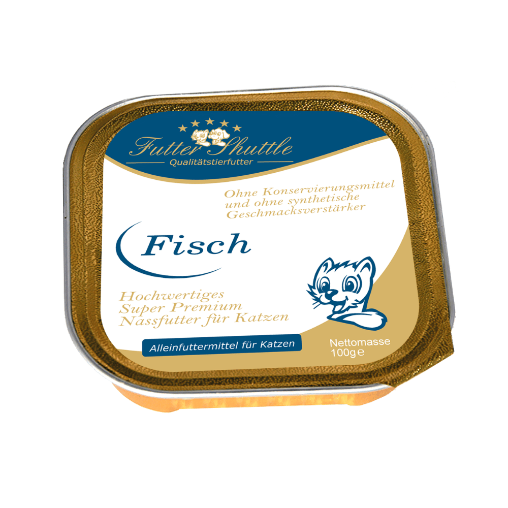 Katzenfutter Nass | Fisch 100g Schale. Hochwertiges Katzenfutter Nass von Futter Shuttle