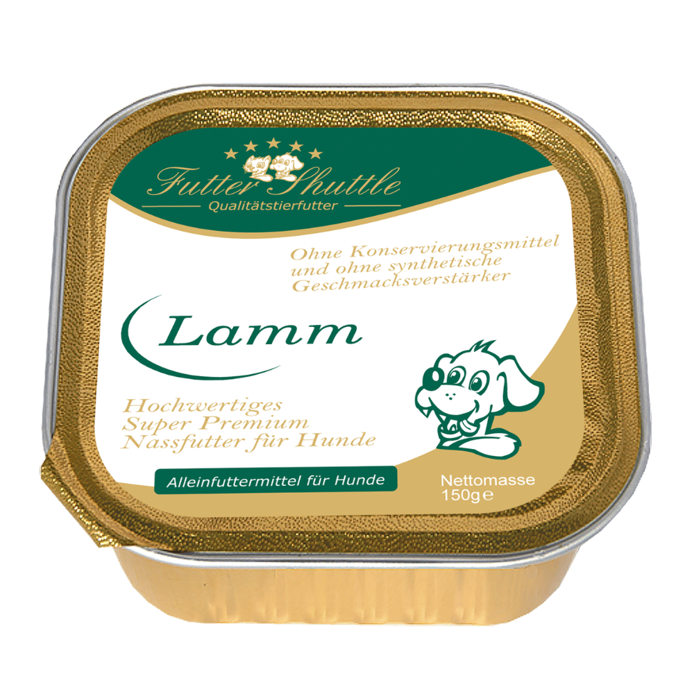 Hochwertiges Hunde Nassfutter mit Lamm | Super Premium Nassfutter der höchsten Güte in praktischer 150g Schale