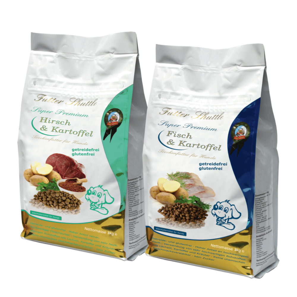 Getreidefreies Hundefutter Sparpaket Super Premium – Fisch & Hirsch mit Kartoffel – 2 × 3 kg