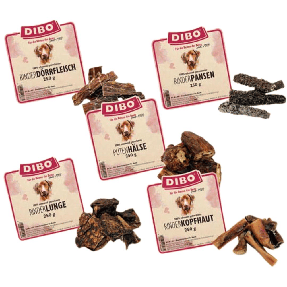 Dibo Sparpaket Kausnacks für Hunde – Natürliche Kauartikel Mix | 5 × 250 g