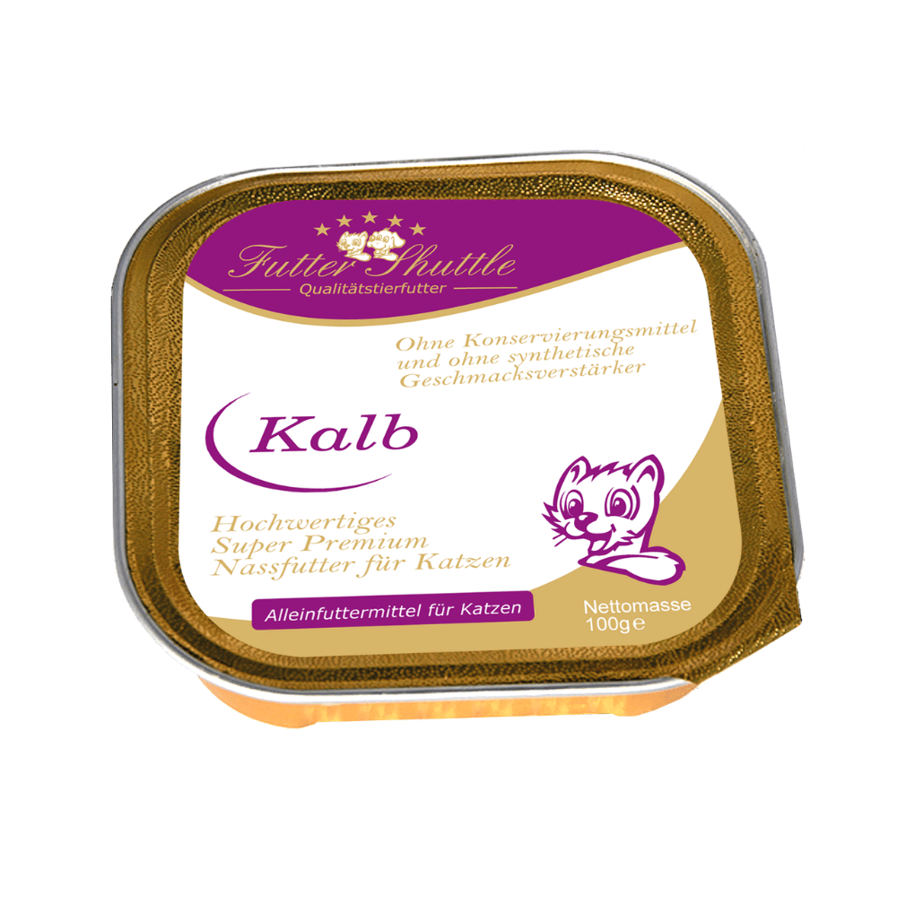 Katzenfutter Nassfutter | Kalb 100g Schale. Hochwertiges Katzenfutter Nassfutter von Futter Shuttle