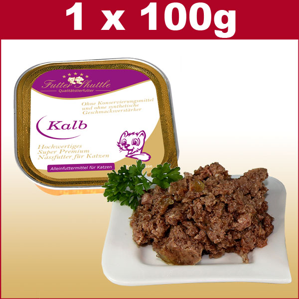 Katzenfutter Nassfutter 100g Schale mit Kalb