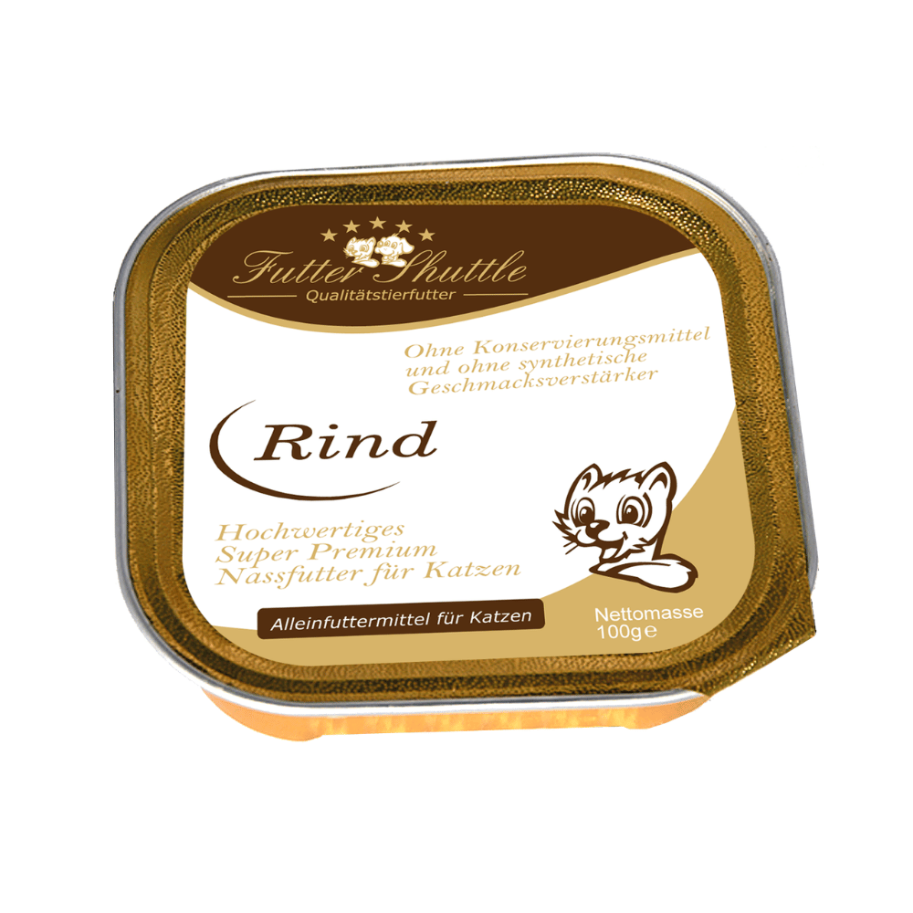 Katzenfutter Nassfutter | Rind 100g Schale. Hochwertiges Katzenfutter Nassfutter von Futter Shuttle