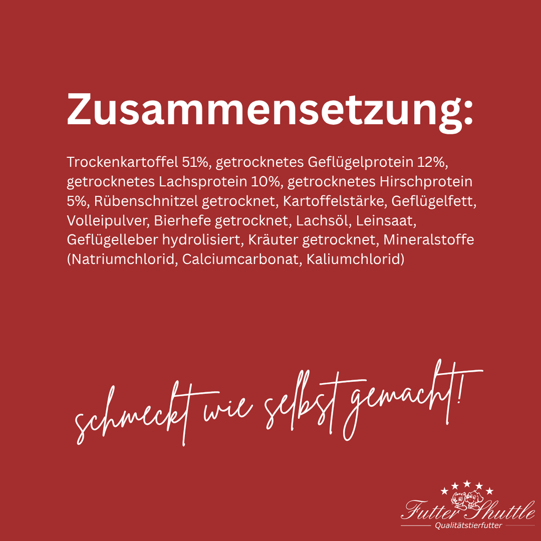 Super Premium PLUS 15 Getreidefreies Trockenfutter 10 kg - Hundefutter mit Geflügel, Hirsch, Lachs & der Kartoffel