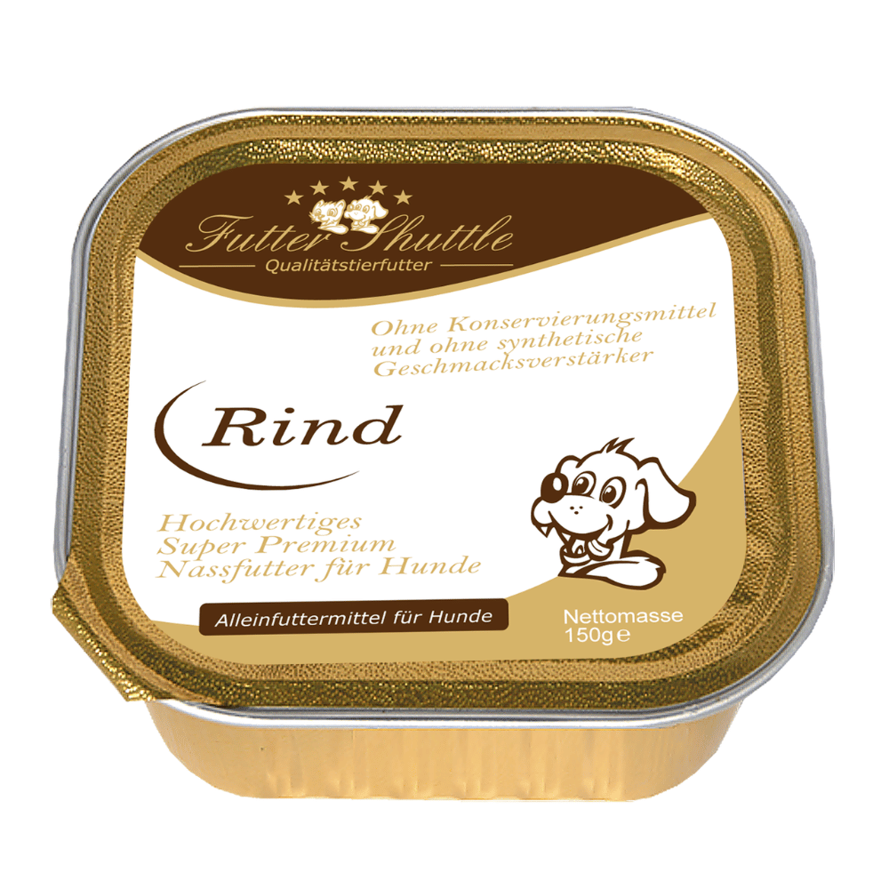 Hochwertiges Hunde Nassfutter mit Rind | Super Premium Nassfutter der höchsten Güte in praktischer 150g Schale