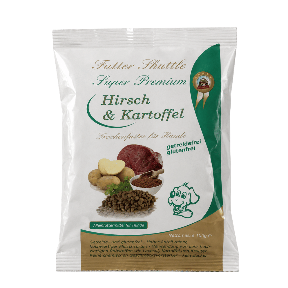 Getreidefreies Hunde Trockenfutter Probierpaket – Ente, Hirsch & Plus 15 – 9 × 100 g