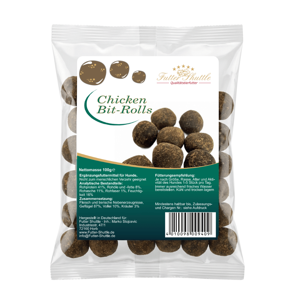 Chicken Bit Rolls – Getreidefreier Premium-Snack mit Kräutern 100 g